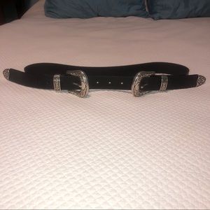 Double buckle western belt